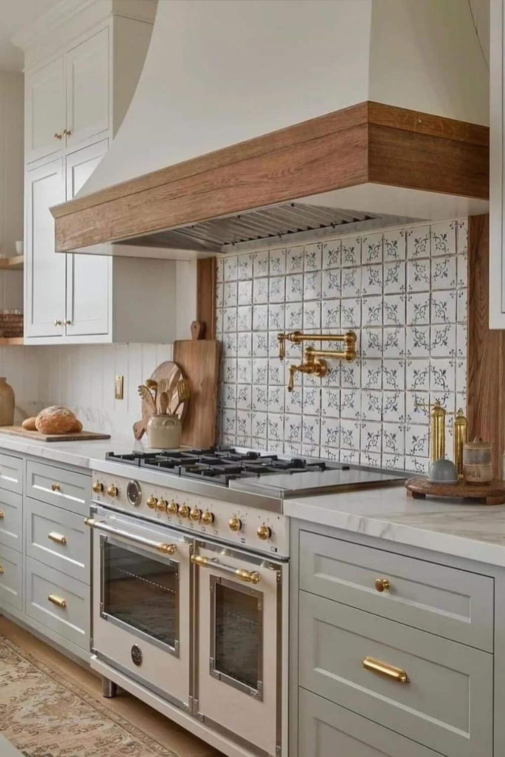 Frame a Tiled Hood with Rustic Wooden Beams