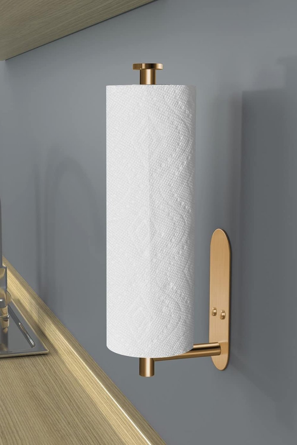 Wall-Mounted Paper Towel Holder Frees Up Counter Space