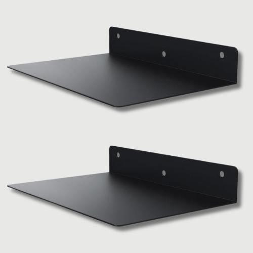 Minimalist Black L-Shaped Shelves for Subtle Mug Display