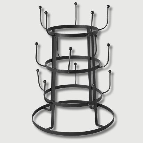 Tiered Black Metal Tree Stand for a Compact Mug Collection