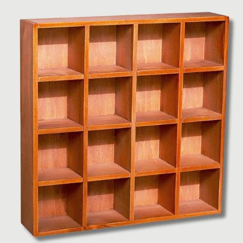 Warm Wood Cubbies for a Grid-Style Mug Display