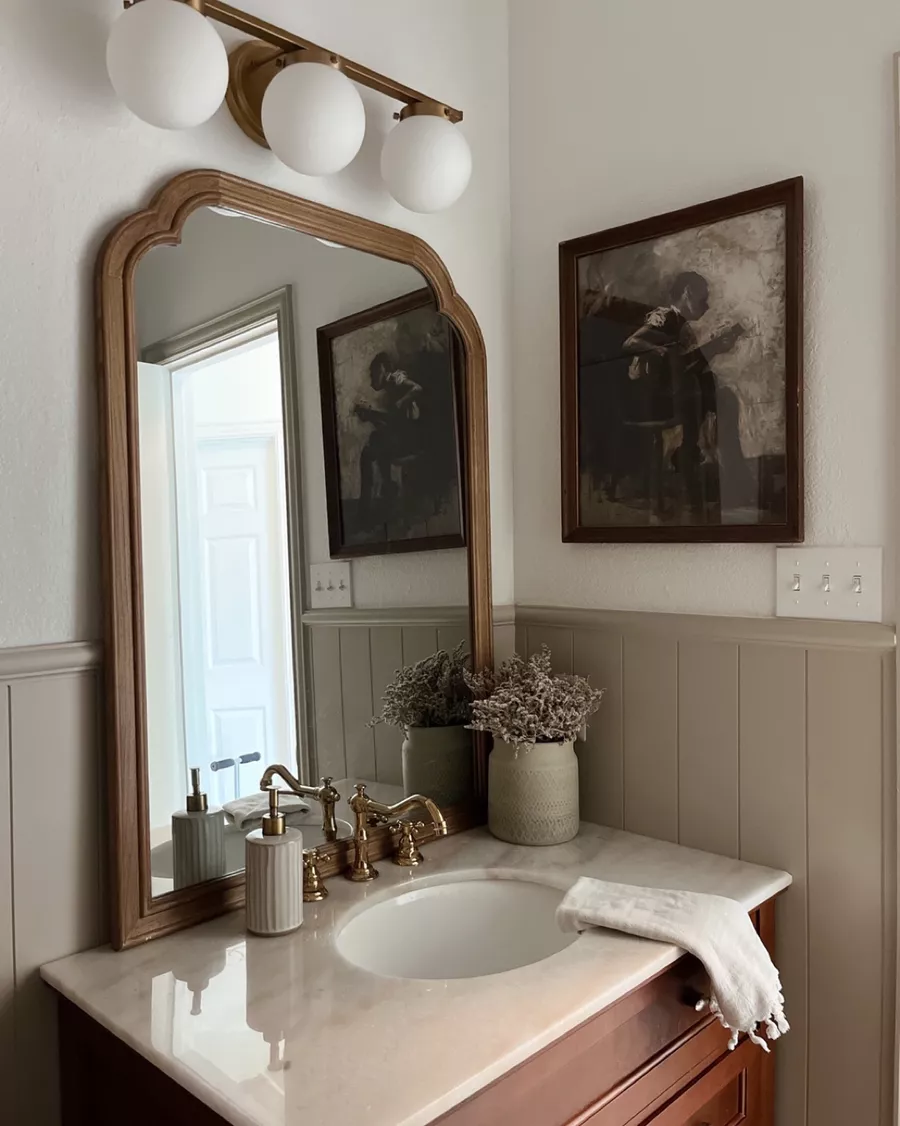 Warm Up Your Vanity with a Wooden Mirror Frame