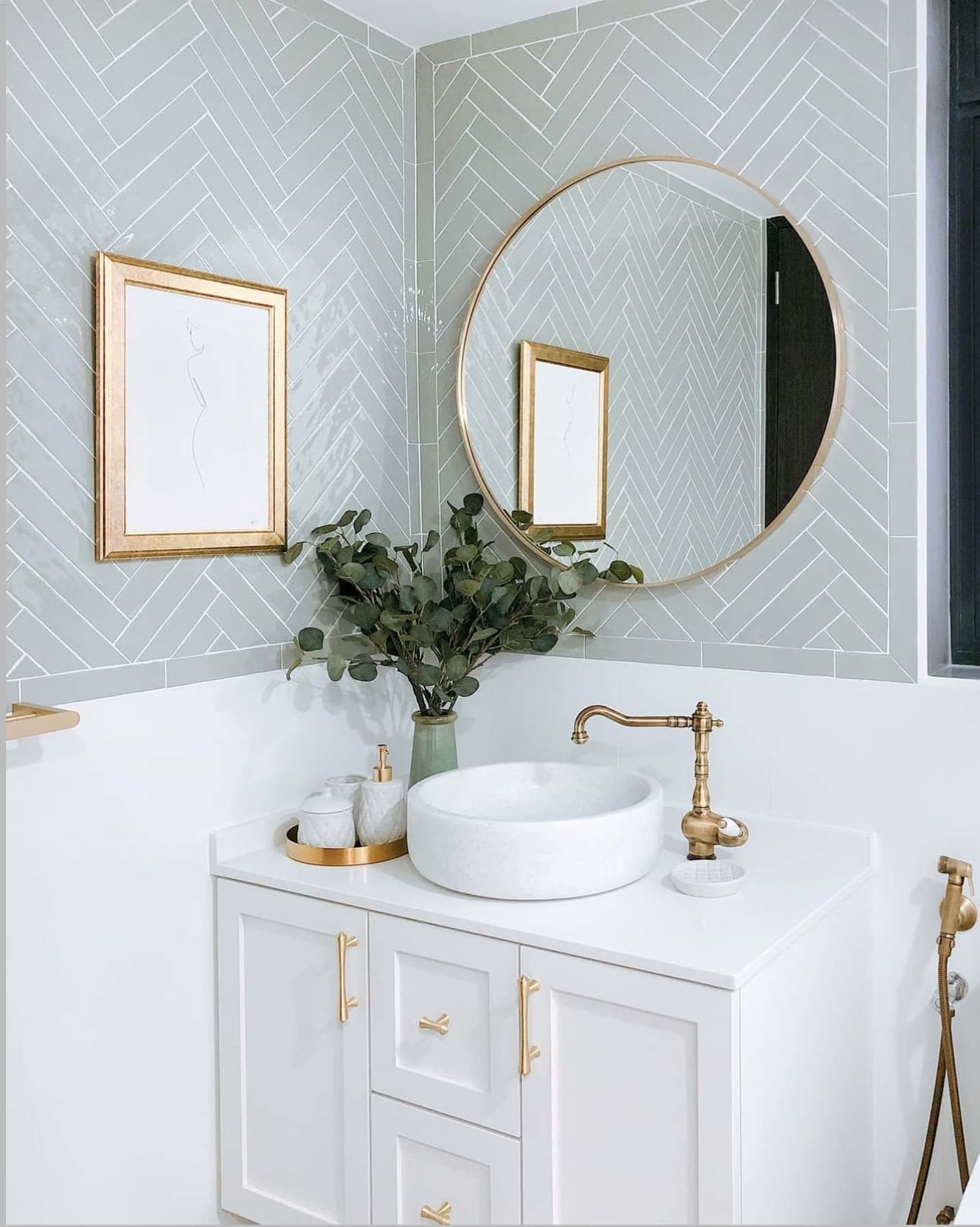 Herringbone Tile Walls Add Patterned Texture