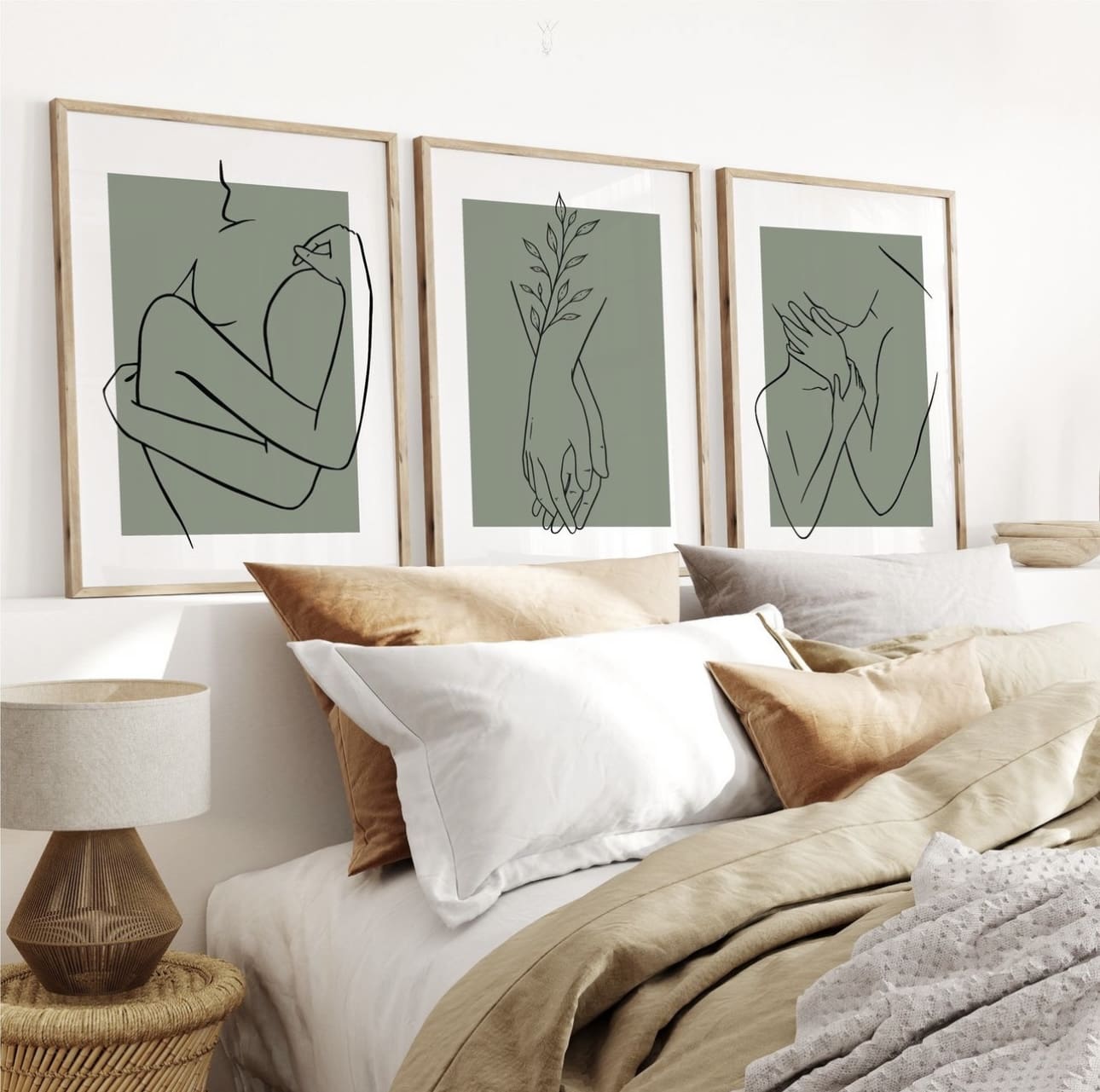 Triptych of Minimalist Line Art Adds Serene Focus