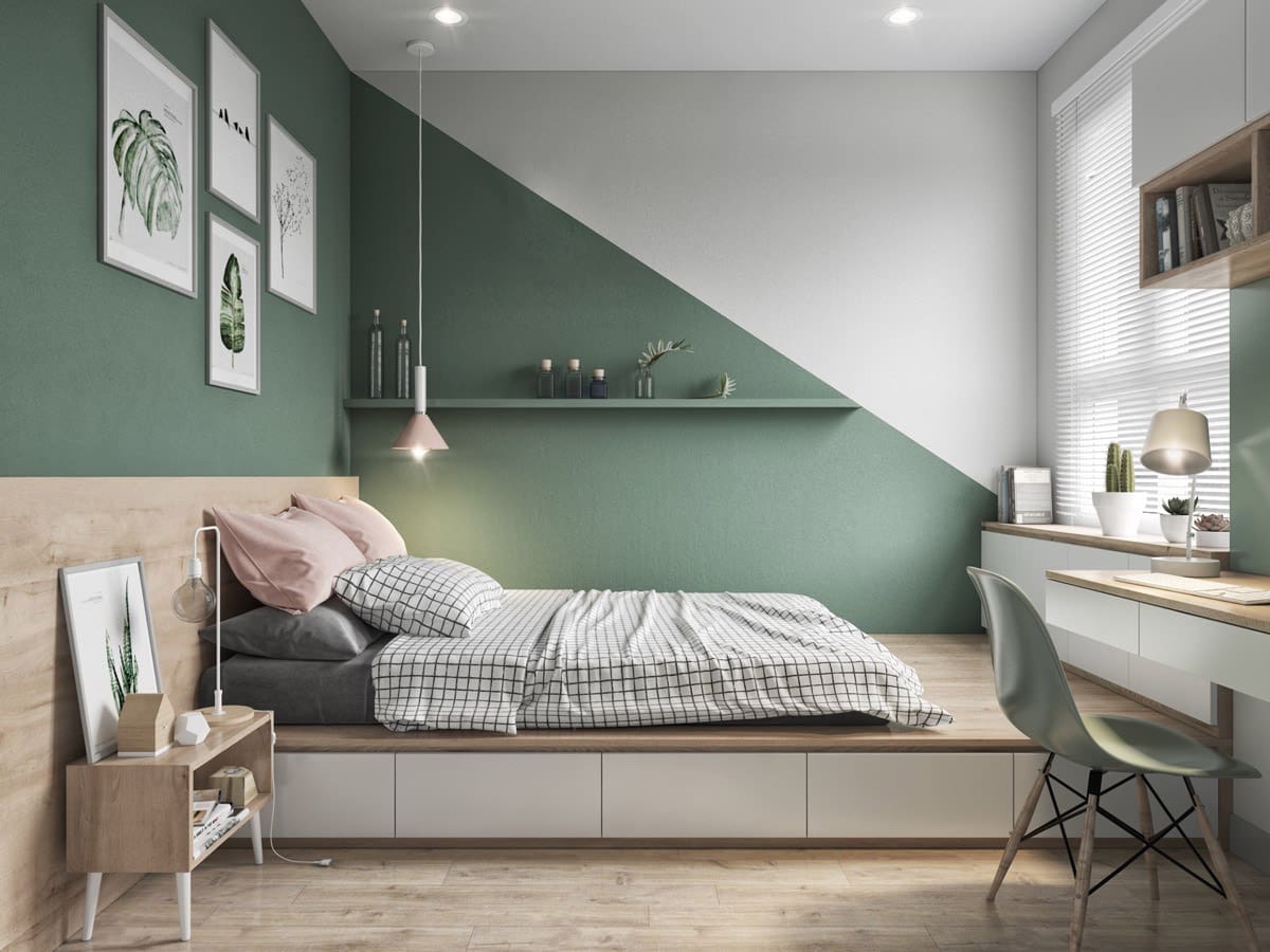 Geometric Color Block Wall Adds Modern Dimension