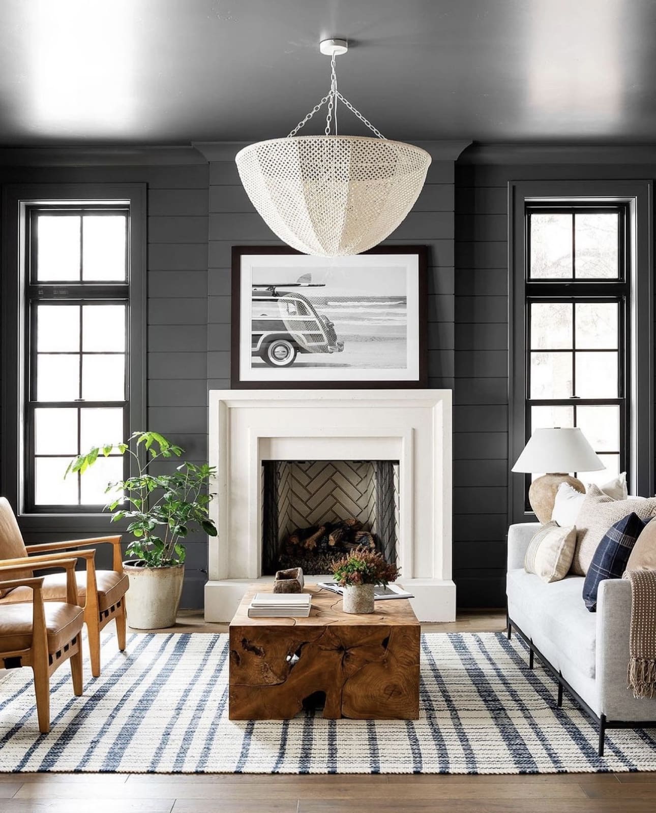 Chunky woven pendant light adds organic texture overhead