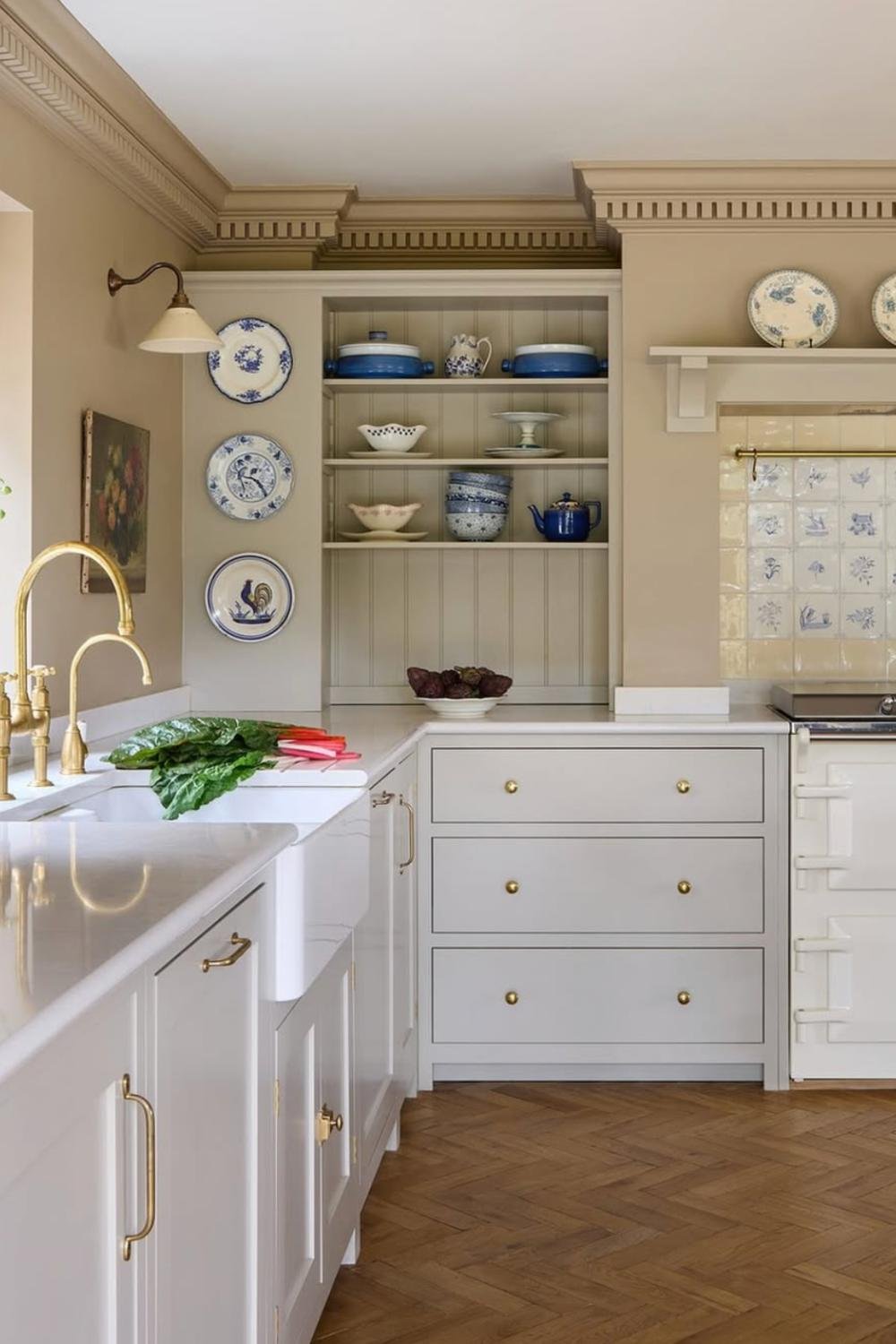 Blue and White Plates as Kitchen Wall Art