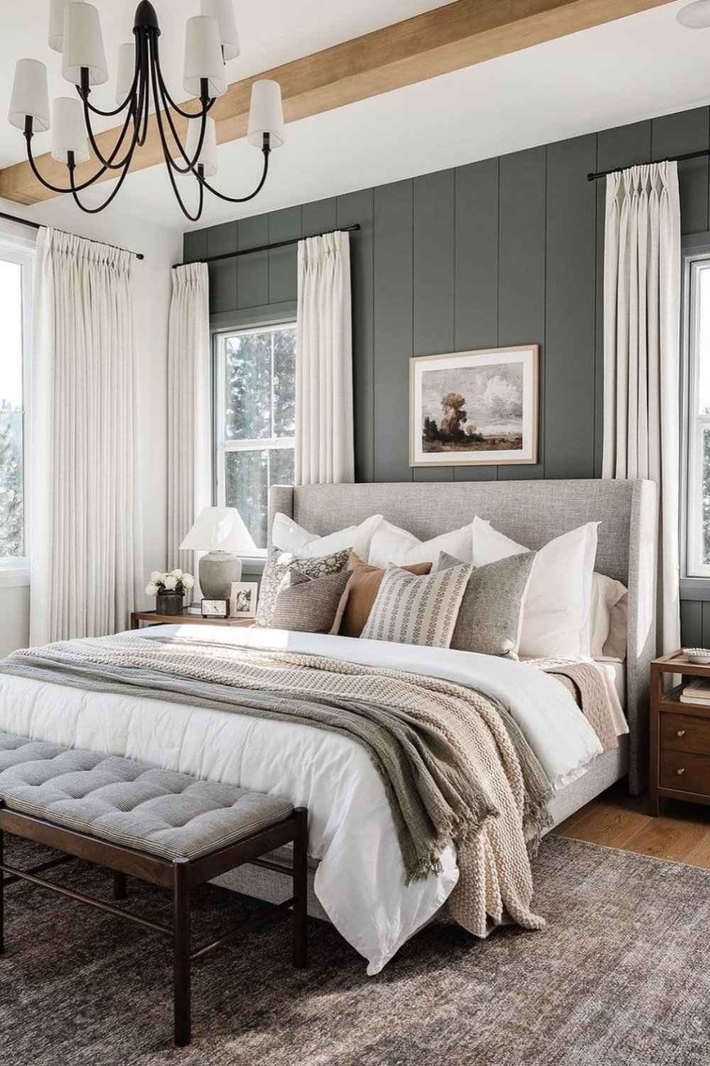 Dark Green Shiplap Walls Frame Landscape Art