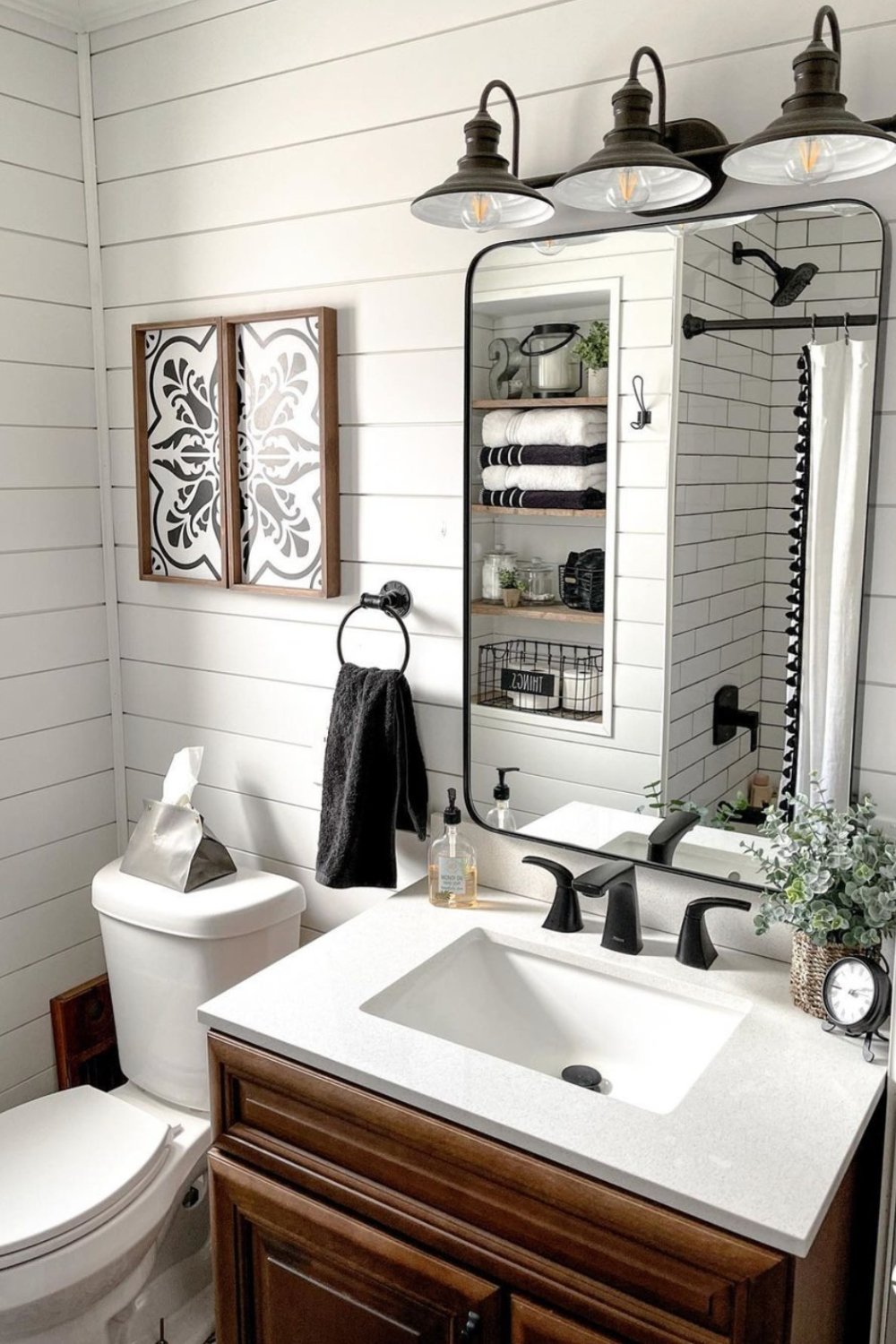 Farmhouse Tile Art Adds Pattern to Shiplap Walls