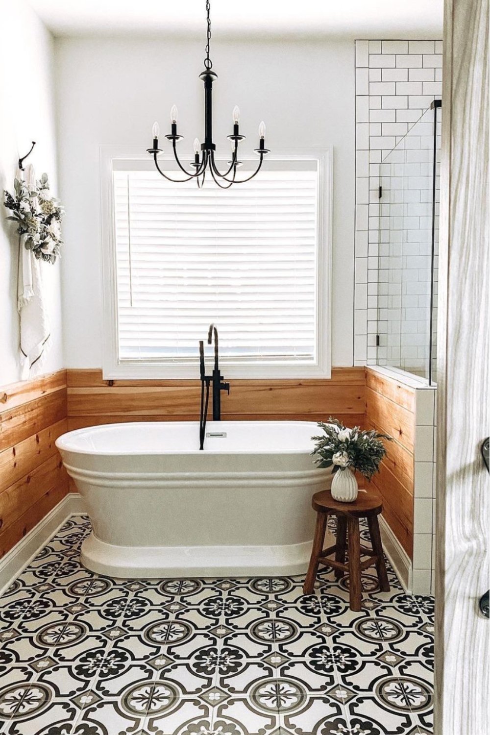 Tiled Floor With Vintage Pattern Adds Rustic Charm