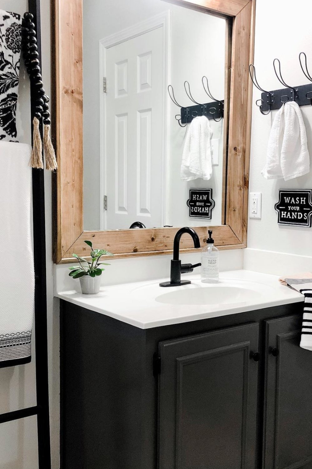Dark Vanity with Sculptural Black Faucet