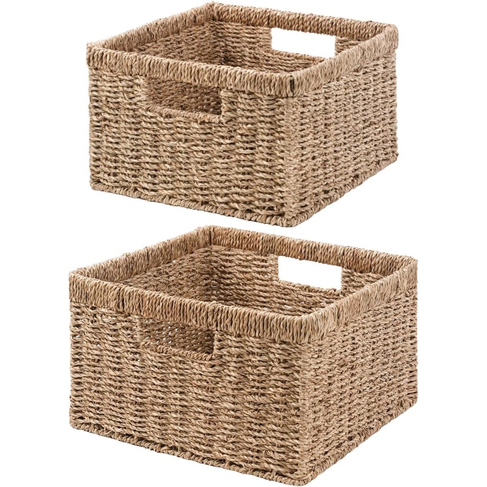 Woven Seagrass Baskets for Natural Bathroom Storage