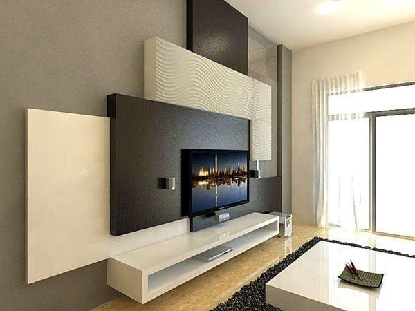 Layered Panels Create a Dramatic TV Wall Accent